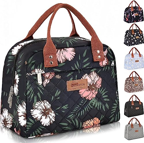 HOMESPON Insulated Lunch Bag for Women Men, Cooler Tote Box | Front Pocket, Side Mesh Pockets, Reusable, for Work, Picnic, Food Container