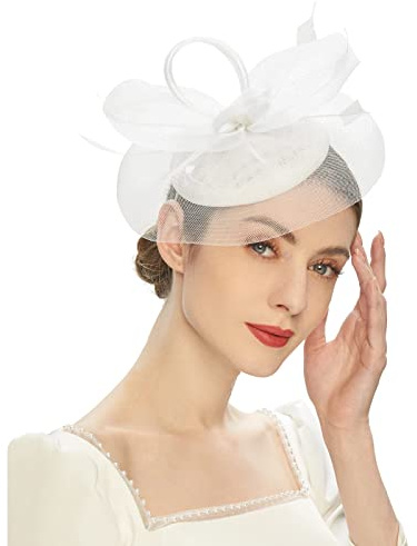 Kielsjajd Fascinator Hüte für Frauen Pillbox Hut mit Schleier Stirnband und Einer Gegabelten Clip Tea Party Kopfbedeckung,Tea Party Fascinator Hut Fascinator Pillbox Hut Stirnband für Cocktail
