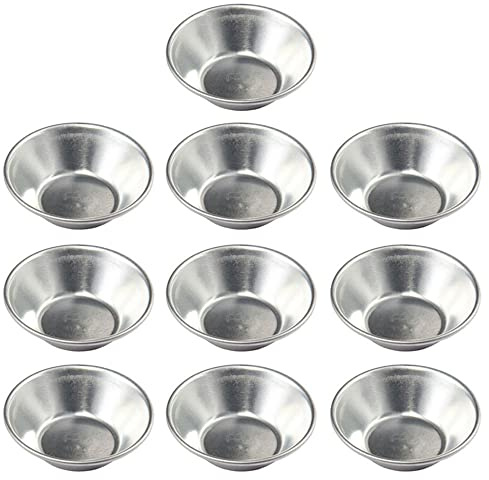 SagaSave 10 Pieces Aluminum Puto Cup Mould, Foil Pie Pans for Small Cakes Tarts Muffin Cupcakes, Round Egg Tart Tins Mold, Mini Egg Tart Cases for Baking and Cooking