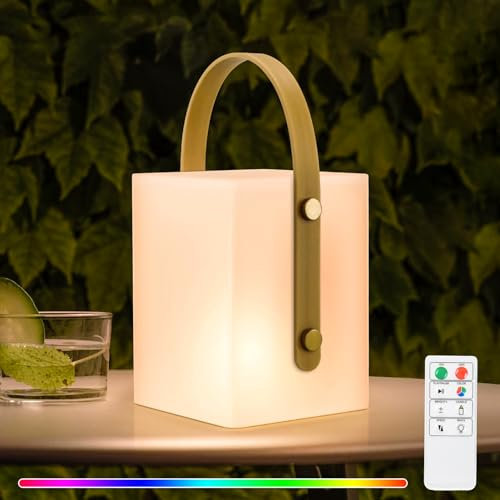 NiceBuy LED Tischlampe Outdoor 8 Farben RGB Dimmbar kabellos Tischleuchte Akku USB aufladbar mit Fernbedienung, kabellose Tischlampe IP44 wasserfest für Außen Garten Camping​