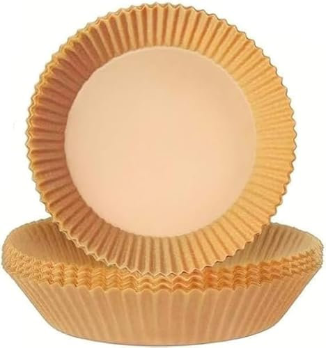 Set 100 Pezzi di Carta Forno Rotonda per Friggitrice ad Aria – Fogli di Carta forno riutilizzabile - Teglie per friggitrice ad aria Antiaderente e Antigrasso -20 cm