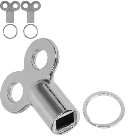 Heizkörper Entlüftungsschlüssel Set, 3 Pack, in Silber, mit Schlüsselring, Vierkant Schlüssel für 5 mm Kantenlänge Heizkörper Ventile, Heizungsentlüftungsschlüssel, Heizungsentlüfter Spaltring Kit
