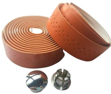 Lenkerband 2 Rollen Fahrrad-Rennrad-Sport-Lenkerband aus Kork + 2 Lenkerstopfen Lenkerband Rennrad (Color : 7 orange)