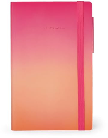 Legami - Notizbuch liniert, Größe M, My Notebook aus elfenbeinfarbenem Papier 90 g/m², 192 Seiten, Softcover, Gummibandverschluss, Größe 13 x 21 cm, Golden Hour
