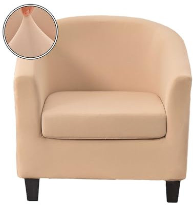 Surwin Sesselbezug Sesselschoner mit Elastisch Stretch Husse, Einfarbig Gebürstet Sesselüberwurf Universal Chair Schonbezug Sofabezug für Clubsessel Lounge- & Cocktailsessel (Beige)