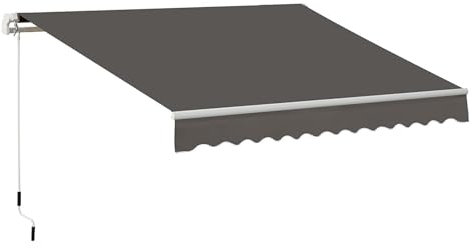 LJFDXD Manuell Gelenkarmmarkise Markise, Sonnenschutz mit Manueller Kurbel, Terrassenmarkise mit Verstellbarem Vordach, für Fenster, Tür, Garten, Hinterhof, Balkon (Color : Grau, Size : 9.8 * 6.6ft)