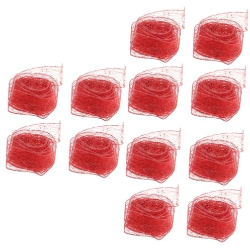 Operitacx 12 Stk Partyband Xams Baumschmuck Mesh-tüllband Haarschmuck Mit Weihnachtsschleife Hochzeitsbandverzierung Weihnachts-bastelband Drahtkantenband Verdrahtet Rot Dekorationen