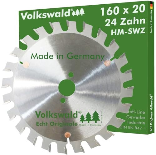Volkswald ® HM-Sägeblatt SWZ 160 x 20 mm Z = 24 Spezial-Wechselzahnung von Brennholz Leimhölzer Massivholz Kreissägeblatt Kreissäge Handkreissäge Hartmetall Ersatzsägeblatt Nagelfest
