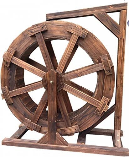 Wasserrad Brunnen Holz Design Brunnen Feng Shui Räder Hof Dekorative Outdoor für Balkon Terrasse Garten Brunnen - mit Ständer ||M