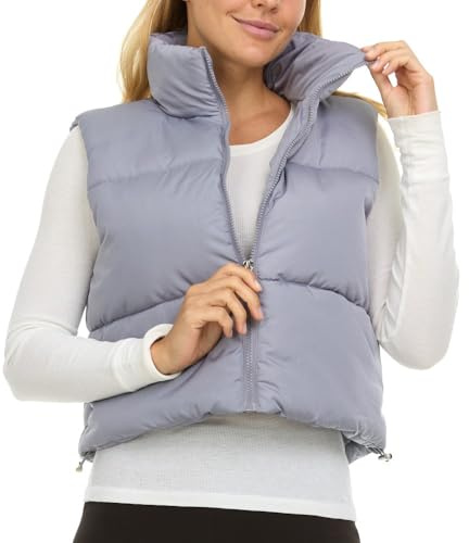 Steve Madden Cropped Puffer Vest for Women - Sleeveless Women’s Outerwear Vests