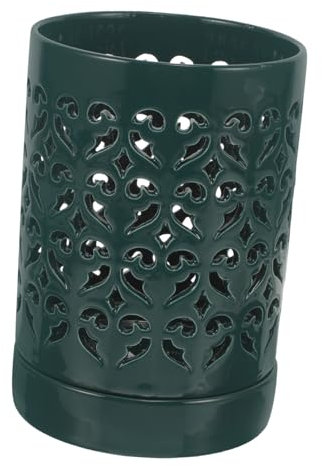 POPETPOP Pot à Orchidées en Céramique avec Trous pour Intérieur Et Extérieur Pot De Fleurs Respirant 23 Cm Couleur Vert Foncé Design Écologique Et Solide