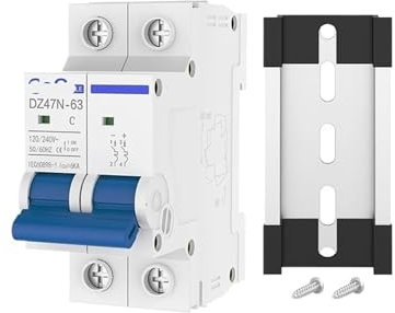 LTUNKHWP Interruttore Automatico CA a 2 Poli 6A 10A 16A 20A 25A 32A 40A 50A 63A 120/240V Interruttore Magnetico Termico Montato su Guida(50A)
