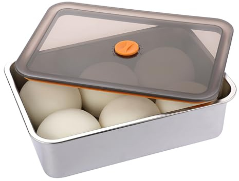 SUMTree Pizzaballenbox aus Edelstahl Pizza Gärbox mit Deckel 30x21x8,5 cm | Pizzateig Box mit Datumsaufzeichnung, Party Teigbox Pizzateigbehälter Lebensmittelbehälter für Teig Obst Salat Kuchen Fleisch