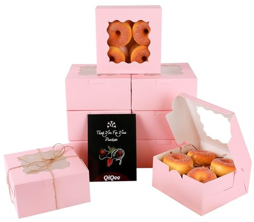 Gcardist Rosa Keks-Boxen mit Fenster 15 Stück 15,2 x 15,2 x 7,6 cm Bäckerei Box Gebäck Box für Hochzeit Geburtstag & Party (6 x 6 x 3 tum)