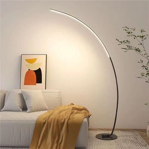 Arc-Stehlampe für Wohnzimmer, 67-Zoll-Stehlampe, hohe Schwarze dimmbare Moderne LED-Stehlampe, 3 Farbtemperaturen, Gebogene, Coole, einzigartige Stehlampen für Schlafzimmer, Büro und Zuhause