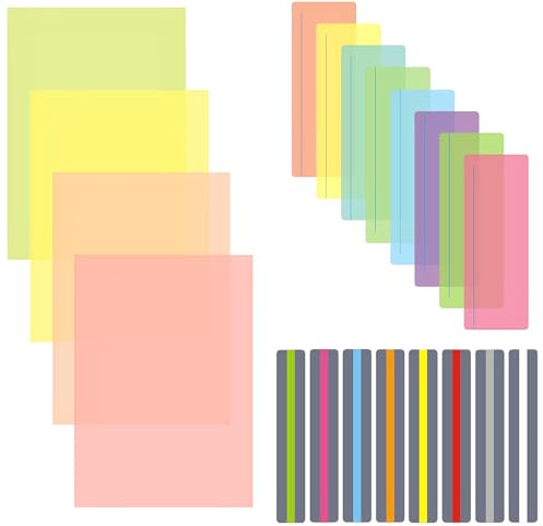 20PCS Coloured Dyslexia Overlays,3 Sizes of Coloured Overlays for Dyslexia Aids,Dyslexic Overlay Sheets for Children,Light Coloured Plastic Overlays for Reduce Visual Stress ADHD Irlens