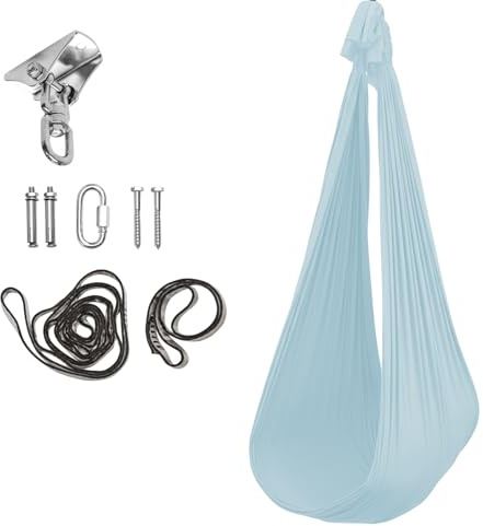 Hängeschaukel aus Nylon – 150x90 cm – gemütliche Schaukel für Zuhause & Garten – bis 100 kg – inkl. Montageset – Indoor & Outdoor – Farbe: Blau