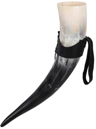 MOLUCKFU Chope En Corne De Viking 36-40 Cm Grosse Capacité Corne De Buffle Naturelle Design Élégant Pour Camping Et Festivals Accessoire Médiéval Décoratif 1 Pièce