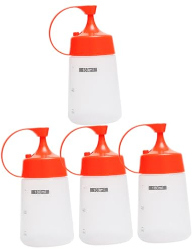 Alipis 4 piezas Botellas Exprimibles Reutilizables para Salsas y Jarabes Dispensadores Transparentes para Ensaladas y Condimentos Aptas para Uso Doméstico y Restauración