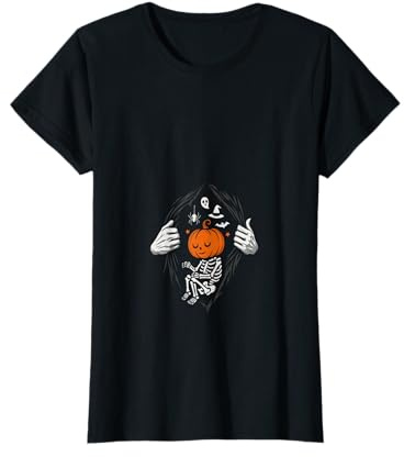 Halloween Squelette Bébé Citrouille Drôle Mignon Grossesse T-Shirt
