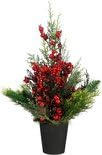 Mica Decorations Zeder Künstlicher Weihnachtsbaum aus im Topf - H45 x Ø18 cm - Rot, Grün
