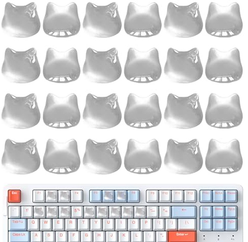 Zeyaoaea PC Keyboard Sticker for Long Nails - Keypad Caps,Raised Transparent Cat Head Shape Keyboard Nail Bubbles | for Women Teens PC Laptop Desktop Computer Game Work Typing