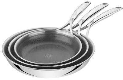 ZWILLING Peak 3-Piece Frying Pan Set (20, 24, 28 cm), Ceraforce HyCoat, 18/10 Stainless Steel