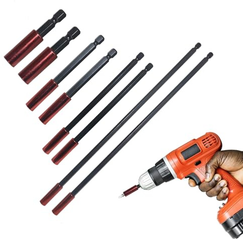 8PCS Magnetic Screwdriver Extension Impact Bit Holders Universal 1/4 Hex Shank Screwdriver Extension Bar Durable Impact Extensions Bit Holder for Impact Drill Hex Extensions Bar/Tool Holders