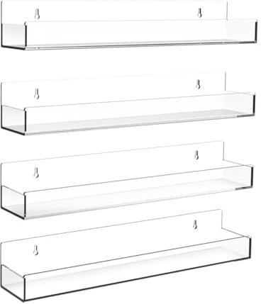 MEIZHITU Portasmalto per Unghie Mensola Porta Smalto da Parete in Acrilico Trasparente, Organizer Multiuso for Occhiali Sole Porta Smalti Organizer(4pcs)