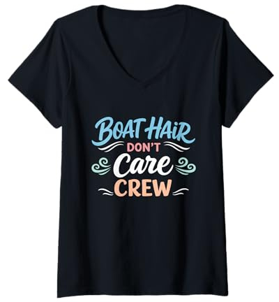 Mujer Lake Hair Don't Care Messy Boat Hair Lake Tan Summer Vibes Camiseta Cuello V