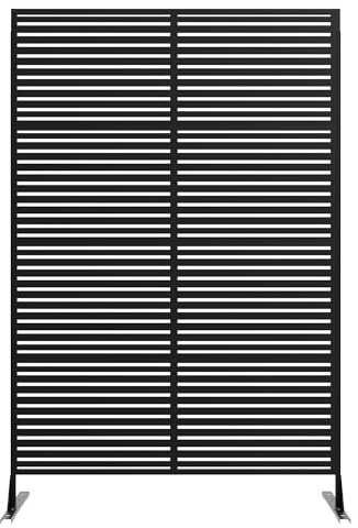 Garveelife Metall Gartenzaun 180x117cm Schwarz, Rostfreier Steck-Beetzaun | Witterungsbeständig, Elegantes Ornament-Design, Werkzeuglose Montage, Flexible Rasenkante, Stabiler Sichtschutz