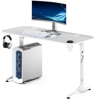 Diablo Gaming Schreibtisch PC Tisch Computertisch Gaming Tisch 140x60x75 cm | Ergonomischer Gamer Tisch mit Kabelmanagement, Tischmatte, Headsethalter, Getränkehalter für Gaming Setup und Home Office