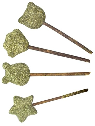 GAROZATION 4 Piruleta para Piezas de Bocadillo, Hierba Gatera Gatos | Hierba Gatera, Formato Portátil y Fácil de Guardar, para Gato y Cachorro, Color Verde