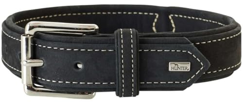 HUNTER Hunting Hundehalsband, Leder, Nubuk, robust, weich, 45 (S), schwarz