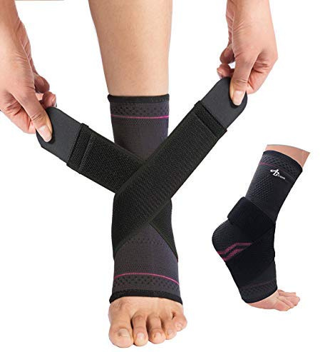 ABIRAM Sprunggelenkbandage für Plantarfasziitis & Fersensporn – Verstellbare Knöchelbandage mit Stützriemen – Atmungsaktive Kompressionsbandage für Achillessehne, Sport für beide Füße