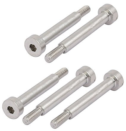 Sourcingmap - 5 bulloni a testa esagonale in acciaio inox 304, diametro spalla 5 mm, lunghezza spalla 30 mm, filettatura M4