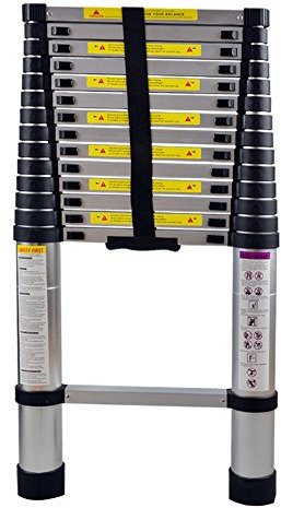 HENGMEI 4.4M Alu Teleskopleiter Klappleiter Stehleiter Schiebeleiter Mehrzweckleiter Leiter Anlegeleiter Aluleiter (4.4M)