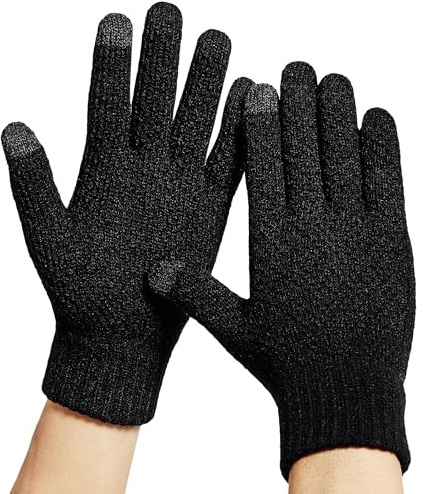 DOVAVA Mens Thermal Gloves Touchscreen Winter Cycling Warm Gloves Soft Lining Inside (Black-1)