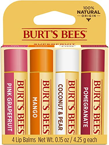 Burts Bees Superfruit Moisturizing Lip Balm Pack for Unisex 4 x 0.15 oz