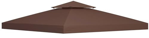 Outsunny Toit de Remplacement pour pavillon de Jardin Toile de Rechange pour pavillon tonnelle Tente 3 x 3 m Marron