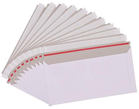 Premium Großbrief 250x160mm Umschläge Faltentasche DIN Lang Pappe Karton Versandbeutel Selbstklebend weiss A1 B2 A5 Vollpappe Kompaktbrief Buch (50)