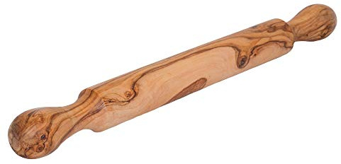 NATUREHOME Rodillo de madera de olivo con mango – Rodillo de 42 cm sin eje – Elegante accesorio para hornear pasteles, galletas, pizza, pasta, pan