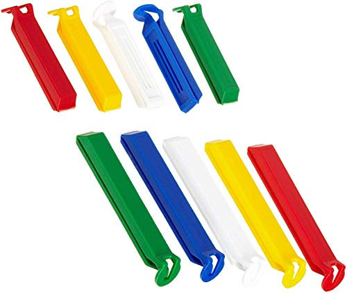FACKELMANN Aromaclips Tecno, Verschlussclipse aus Kunststoff in 2 Größen, Verschlussklammern für Tüten (Farbe: Weiß/Blau/Gelb/Grün/Rot) Menge: Bunt, 20 Stück