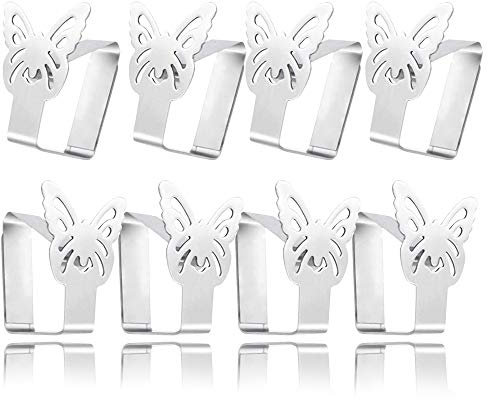 Aongray Schmetterling-Motive Tischtuchklammern, 8 Stück Tischdeckenklammer aus Edelstahl,Rostbeständig rutschfest Winddicht Tischdecke Clips an Ihre bis zu 3.5 cm Dicke Tischplatte
