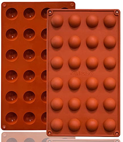 Lerykin Mini 24-Cavity Semi Sphere Silicone Molds Non-Stick, 2 Packs Half Sphere Silicone Baking Molds for Making Jelly, Chocolates and Cake