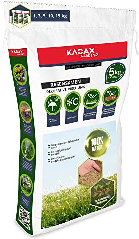 KADAX Ziergras, 200 m², Ziergrassaatgut, Grassaatgut, Rasenmischung, Grassamen, Rasensaat, wirksames Saatgut, Rasensaatmischung, Gras, Saatgutmischung (5 kg)