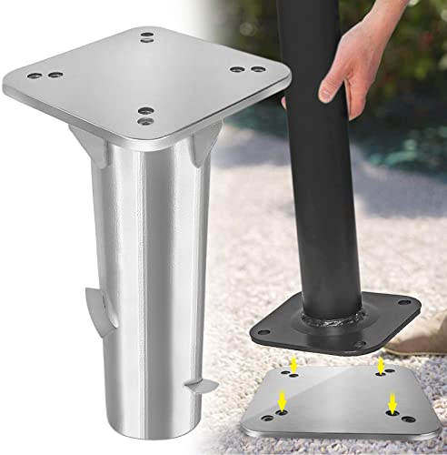 YRHome Schirmständer Universal Bodenplatte Bodenhülse für Ampelschirme Sonnenschirm Sonnenschirmständer Gartenschirm Kurbelschirm Außen Robust Bodenanker Bodenhülse Silber