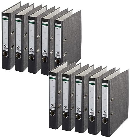 Centra Standardmapp moln marmor förpackning med 10 återvunna blå ängel LGA-certifikat A4 2 tum bred upp till 350 ark (80 g/m²), kantskydd, fingerhål, svart, 628577