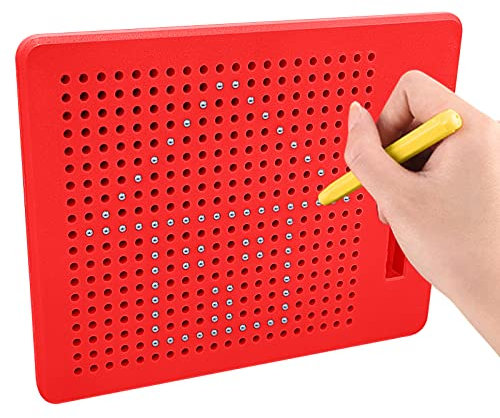 YATOSEEN Zaubertafel Kinder, Zeichenbrett mit Stift Stahlkugel Magnetische Tablet Kinder Spielzeug Zeichnen Geschenke für Kinder ab 3 Jahren, 217 x 174 x 12 mm (Klein, Rot)