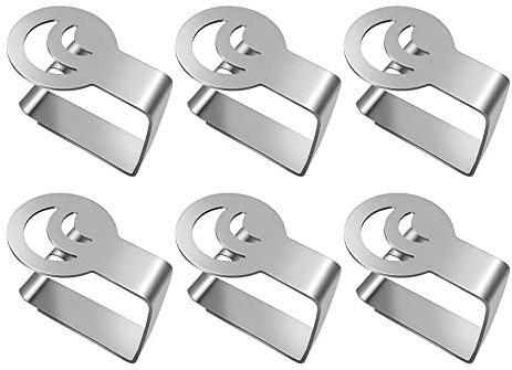Gativs Tischtuchklammer 6 Stück Edelstahl Tischklammern Tischdecke Klammern Tischdeckenhalter Edelstahl Tischdeckenclips Tischdeckenklemmen Tischklammern Tischtuch Klammer für Outdoor Party Silber